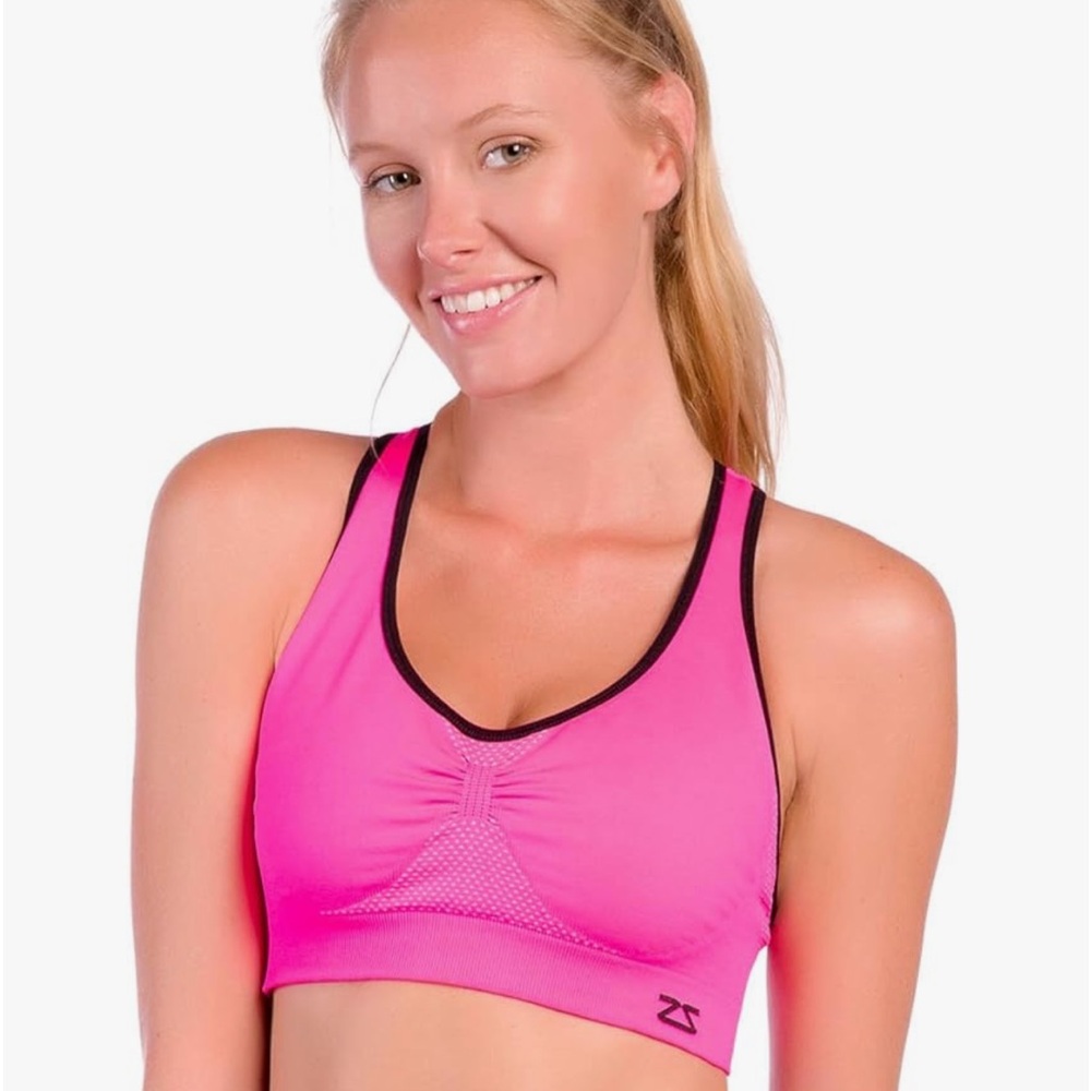 The Zensah Gazelle Sports Bra Hot Pink & Black Large